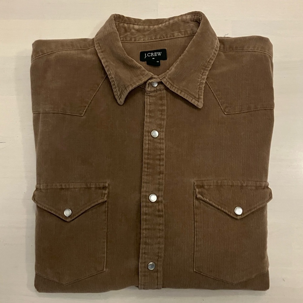 Vintage J. Crew Corduroy Western Motif Snap Front Shirt